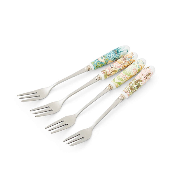 Morris & Co Set Of Four Pastry Forks With Porcelain Handle