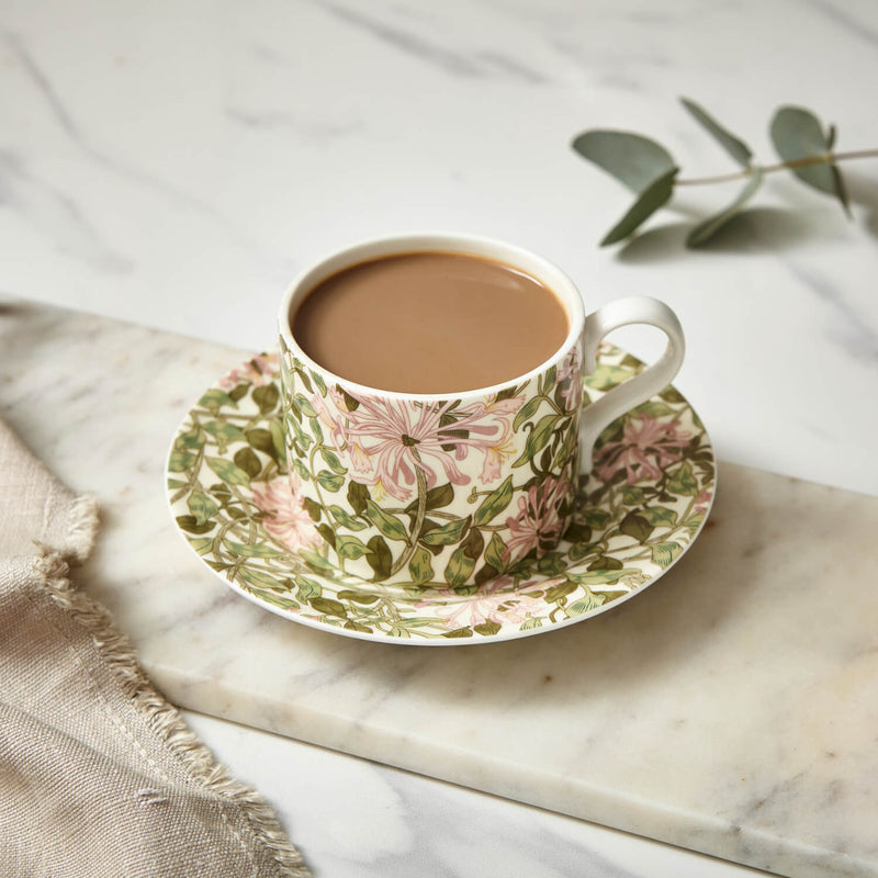 Morris & Co Porcelain Tea Cup & Saucer - Honeysuckle