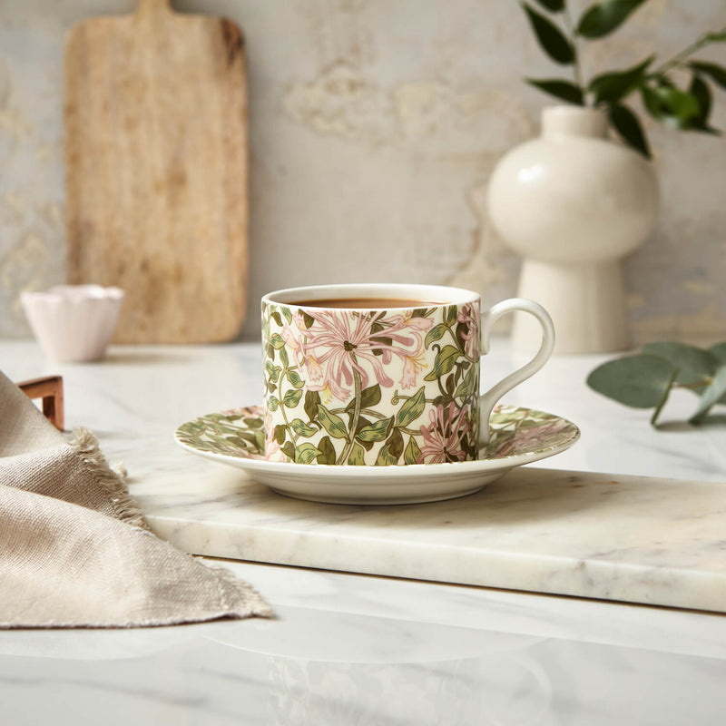 Morris & Co Porcelain Tea Cup & Saucer - Honeysuckle