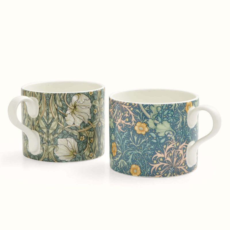 Morris & Co 2 Piece 340ml Porcelain Mug Set - Seaweed & Pimpernel