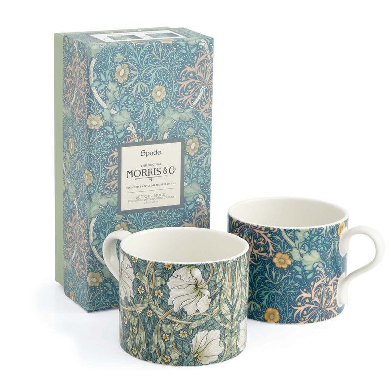 Morris & Co 2 Piece 340ml Porcelain Mug Set - Seaweed & Pimpernel