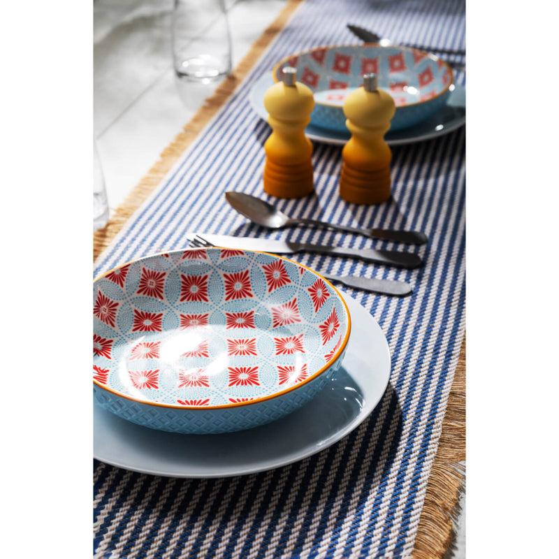 Mikasa 21cm Stoneware Pasta Bowl - Blue Mosaic