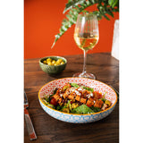Mikasa 21cm Stoneware Pasta Bowl - Geometric Blue