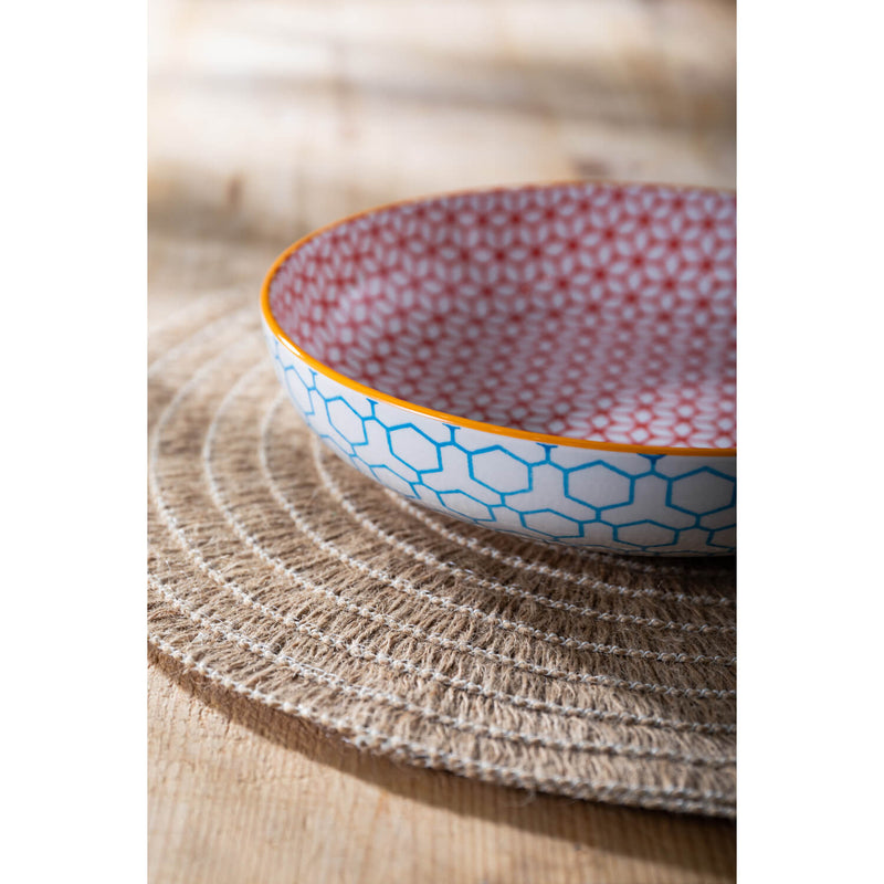 Mikasa 21cm Stoneware Pasta Bowl - Geometric Blue