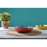 Mikasa 21cm Stoneware Pasta Bowl - Leaf & Geometric