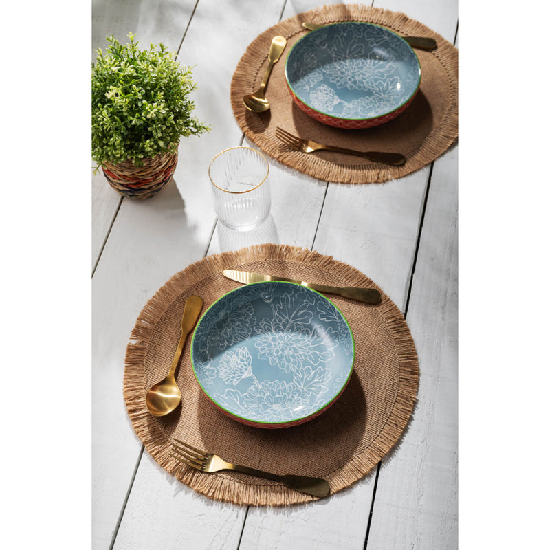 Mikasa 21cm Stoneware Pasta Bowl - Leaf & Geometric