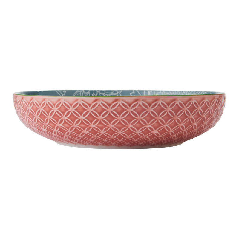 Mikasa 21cm Stoneware Pasta Bowl - Leaf & Geometric