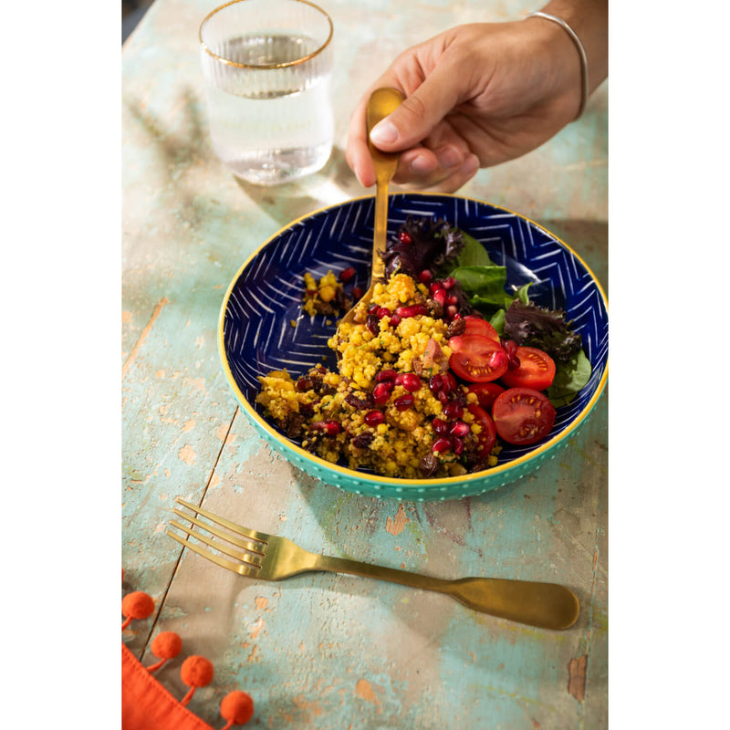 Mikasa 21cm Stoneware Pasta Bowl - Indigo Chevron