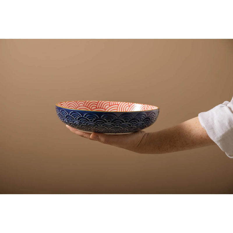Mikasa 21cm Stoneware Pasta Bowl - Blue Arched