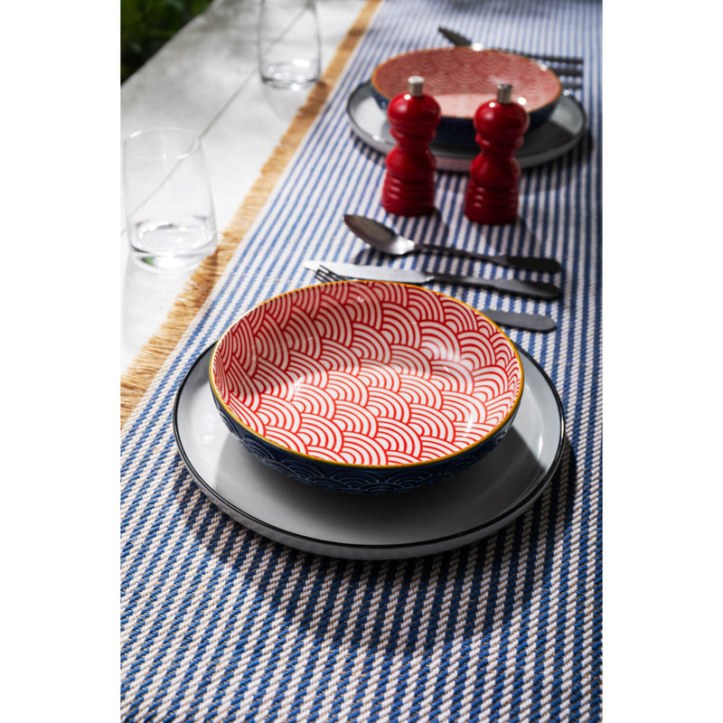 Mikasa 21cm Stoneware Pasta Bowl - Blue Arched