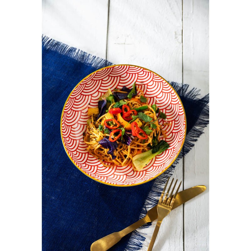 Mikasa 21cm Stoneware Pasta Bowl - Blue Arched