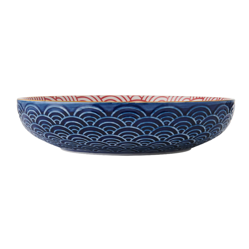 Mikasa 21cm Stoneware Pasta Bowl - Blue Arched