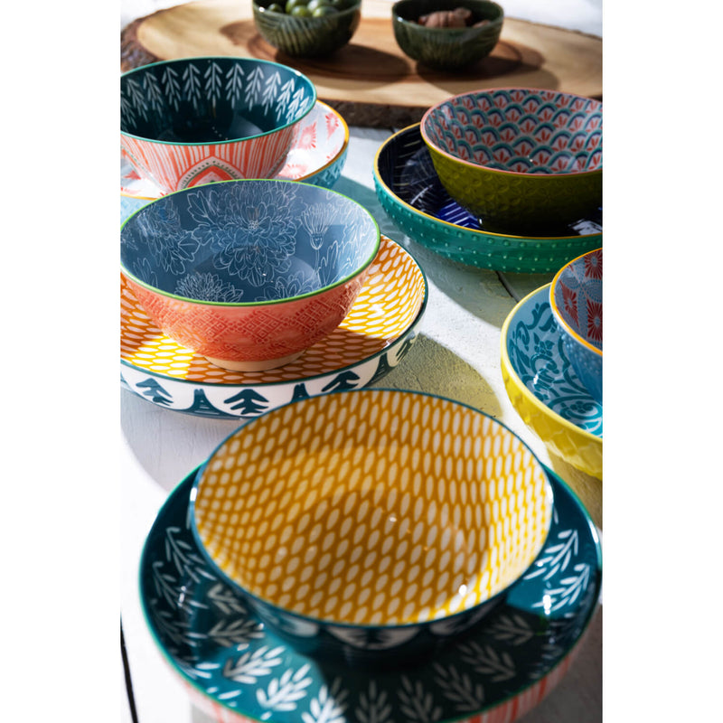 Mikasa 21cm Stoneware Pasta Bowl - Green Leaf
