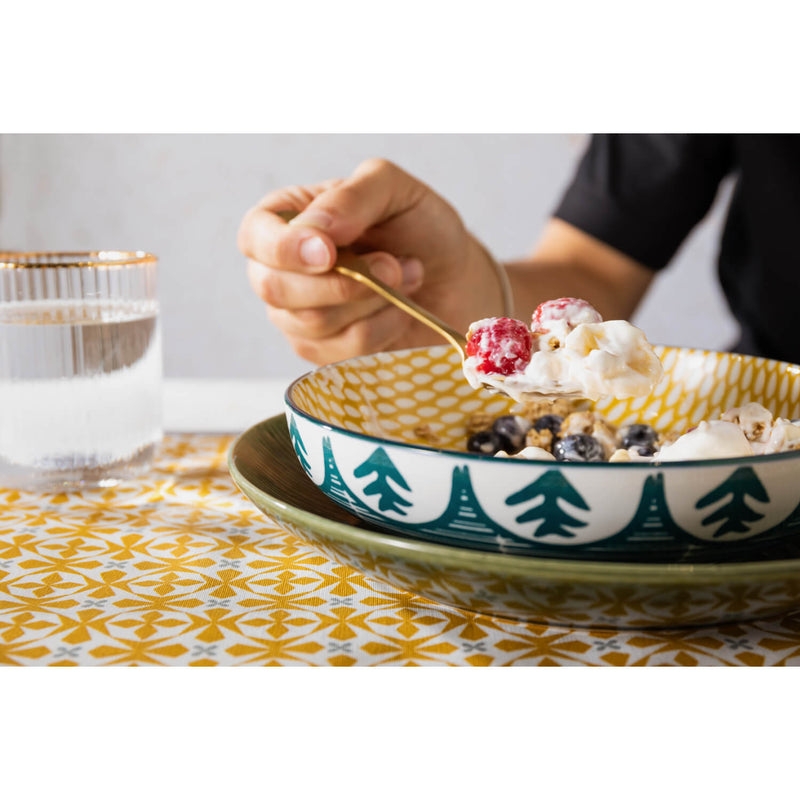 Mikasa 21cm Stoneware Pasta Bowl - Green Leaf