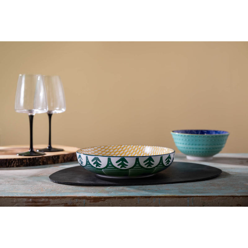 Mikasa 21cm Stoneware Pasta Bowl - Green Leaf