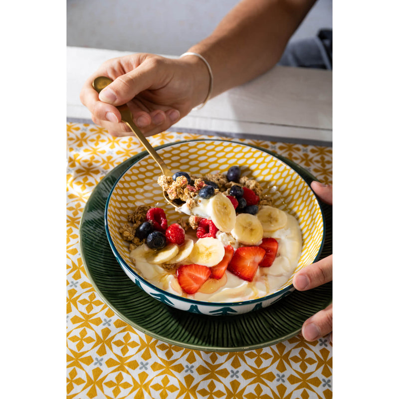 Mikasa 21cm Stoneware Pasta Bowl - Green Leaf
