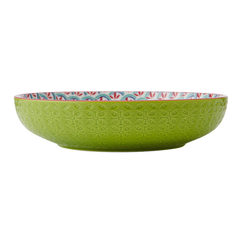 Mikasa 21cm Stoneware Pasta Bowl - Geometric Lime