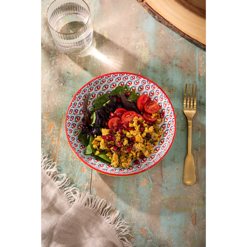 Mikasa 21cm Stoneware Pasta Bowl - Geometric Lime