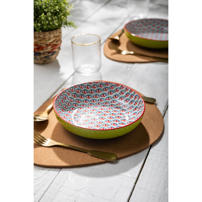 Mikasa 21cm Stoneware Pasta Bowl - Geometric Lime
