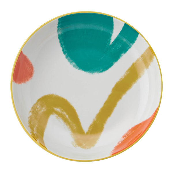 Mikasa 21cm Stoneware Pasta Bowl - Yellow Abstract