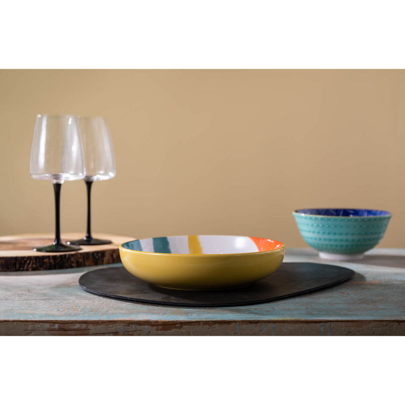 Mikasa 21cm Stoneware Pasta Bowl - Yellow Abstract