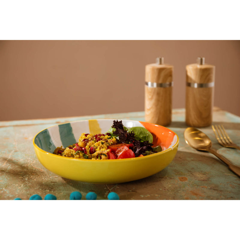 Mikasa 21cm Stoneware Pasta Bowl - Yellow Abstract
