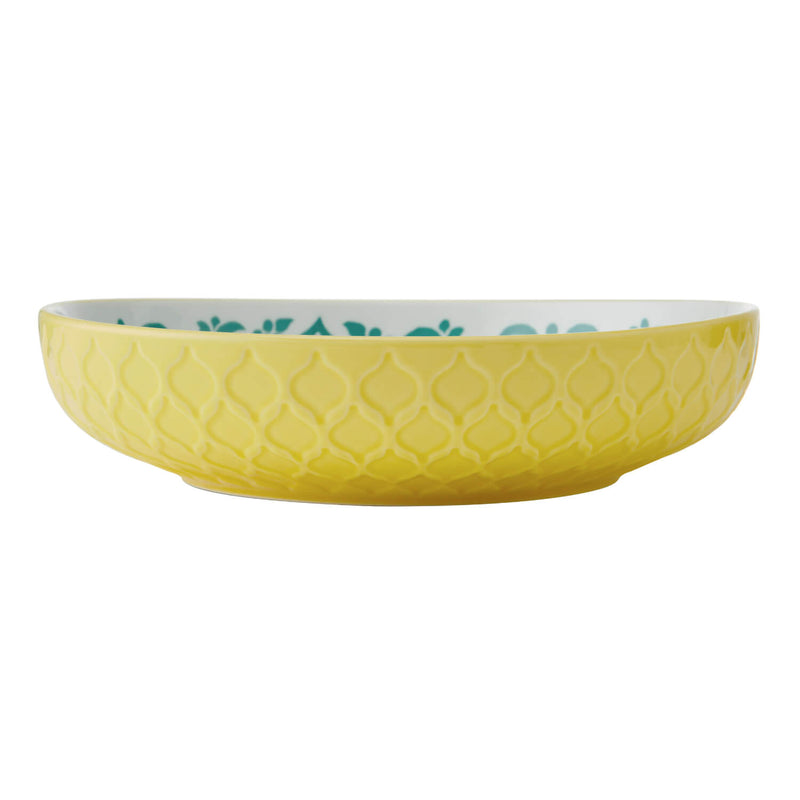 Mikasa 21cm Stoneware Pasta Bowl - Yellow & Blue Geometric