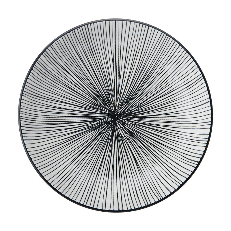 Mikasa 21cm Stoneware Pasta Bowl - Black Stripe