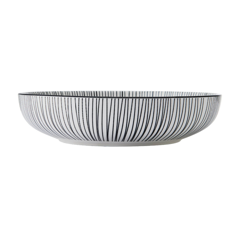 Mikasa 21cm Stoneware Pasta Bowl - Black Stripe