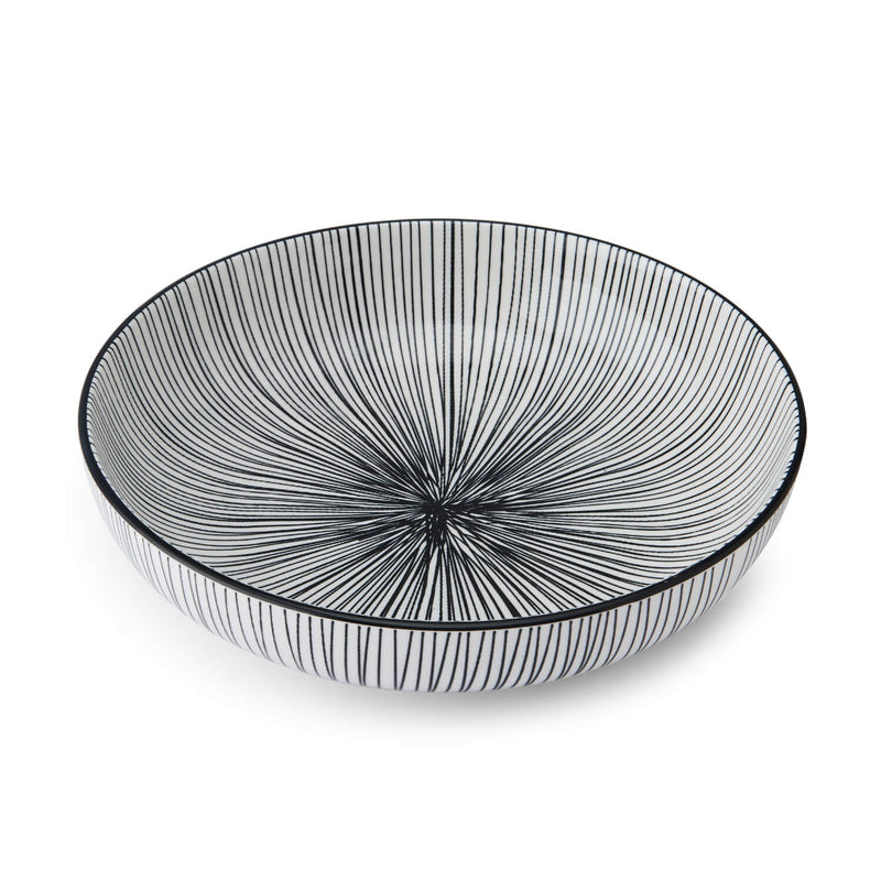Mikasa 21cm Stoneware Pasta Bowl - Black Stripe