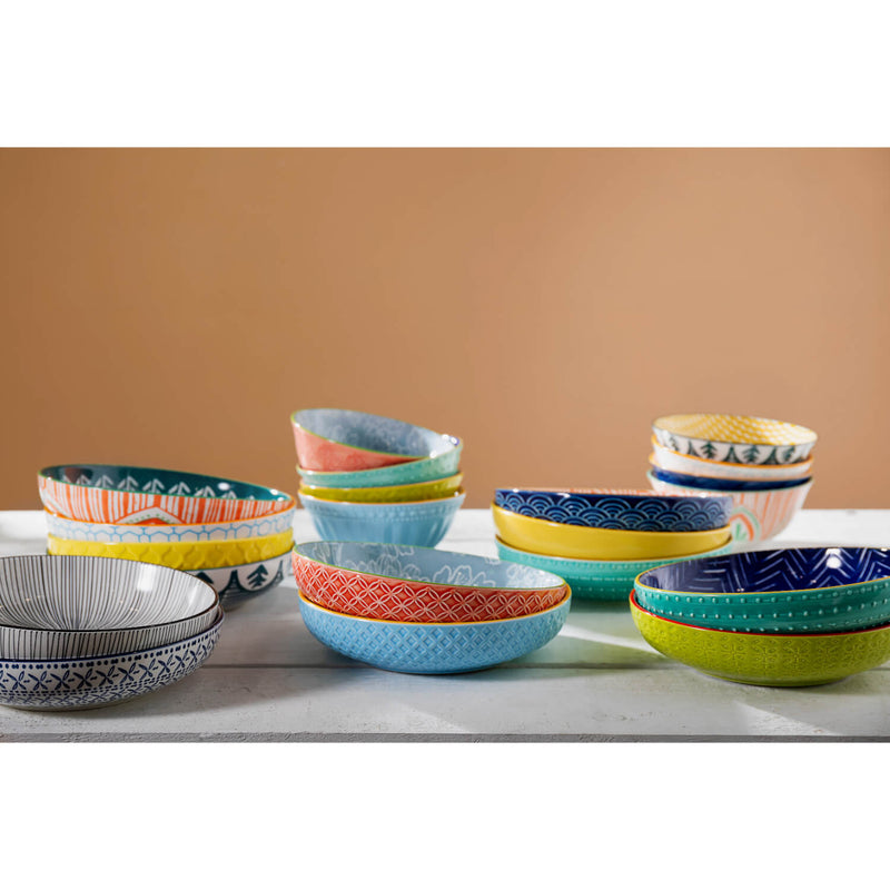 Mikasa 21cm Stoneware Pasta Bowl - Blue Mediterranean