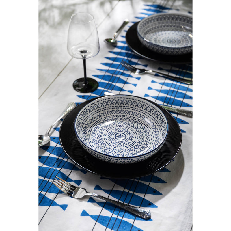Mikasa 21cm Stoneware Pasta Bowl - Blue Mediterranean