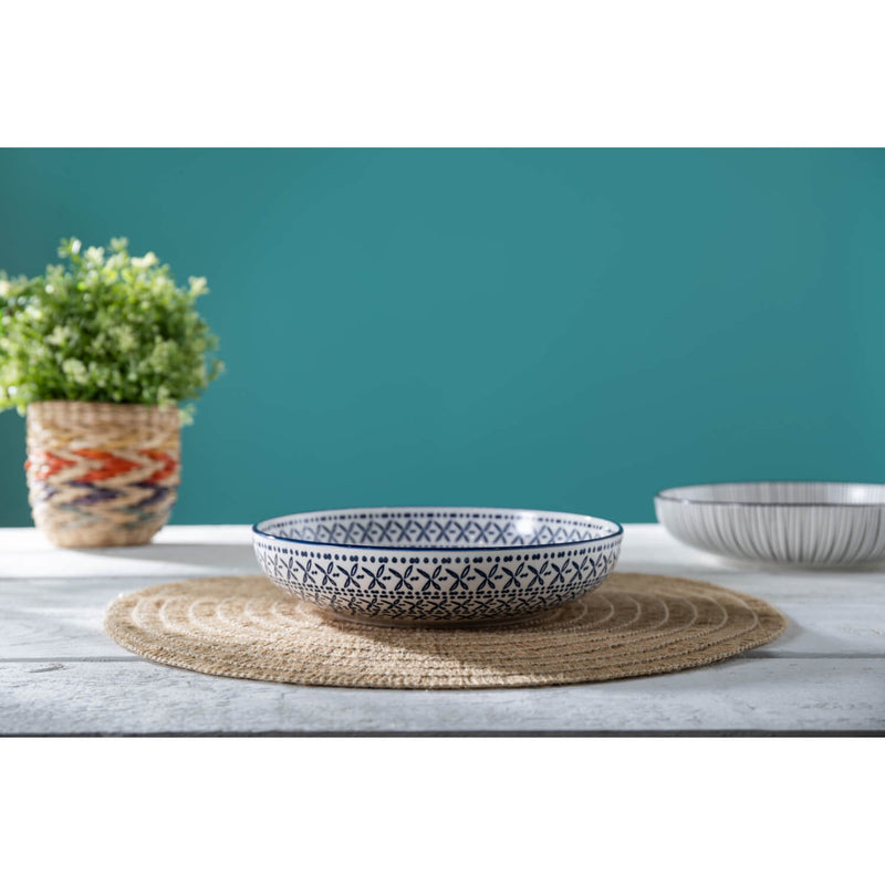 Mikasa 21cm Stoneware Pasta Bowl - Blue Mediterranean