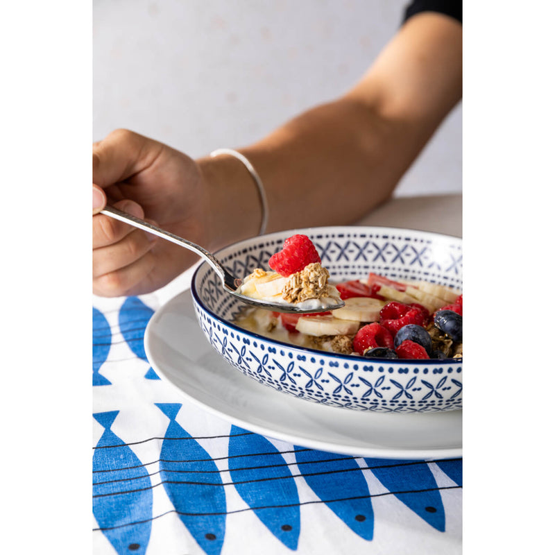 Mikasa 21cm Stoneware Pasta Bowl - Blue Mediterranean