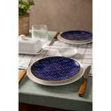 Mikasa 18cm Stoneware Small Plate - Indigo Chevron