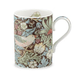 Morris & Co Strawberry Thief 340ml Porcelain Mug - Chocolate Slate