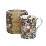 Morris & Co Strawberry Thief 340ml Porcelain Mug - Chocolate Slate