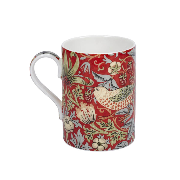 Morris & Co Strawberry Thief 340ml Porcelain Mug - Crimson Slate