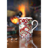 Morris & Co Strawberry Thief 340ml Porcelain Mug - Crimson Slate