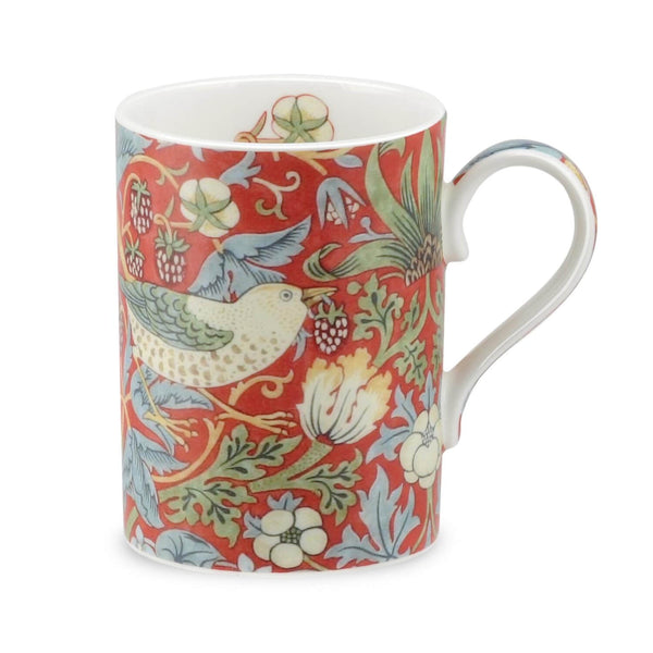 Morris & Co Strawberry Thief 340ml Porcelain Mug - Crimson Slate