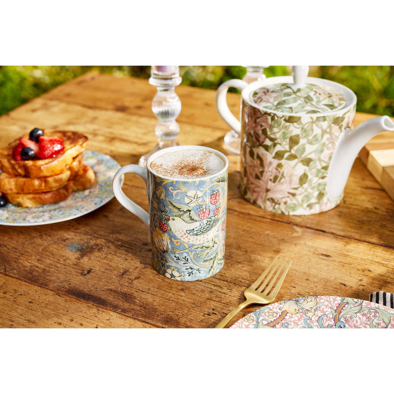 Morris & Co Strawberry Thief 340ml Porcelain Mug - Indigo