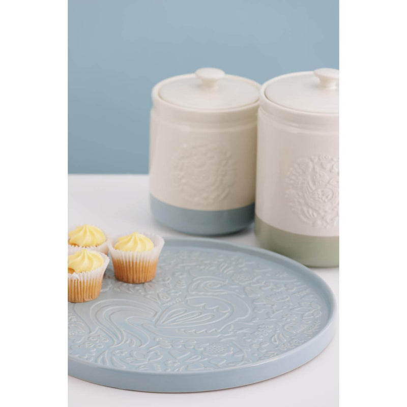 Mason Cash Stoneware Home To Roost 16cm x 11.5cm Storage Jar - Cream & Blue