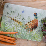 National Trust Small Glass Worktop Protector - Pheasant
