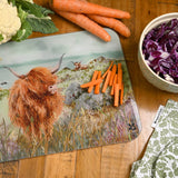 National Trust Small Glass Worktop Protector - Highland Cow