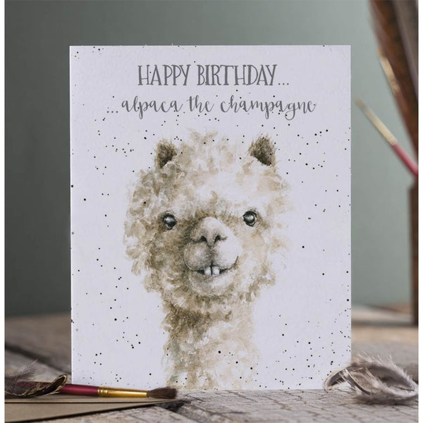 Wrendale Designs by Hannah Dale 'Alpaca The Champagne' Birthday Card - Alpaca