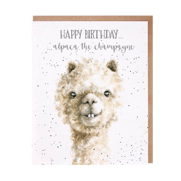 Wrendale Designs by Hannah Dale 'Alpaca The Champagne' Birthday Card - Alpaca