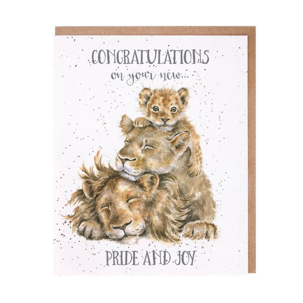 Wrendale Designs by Hannah Dale 'Pride & Joy' Congratulations Card - Lions
