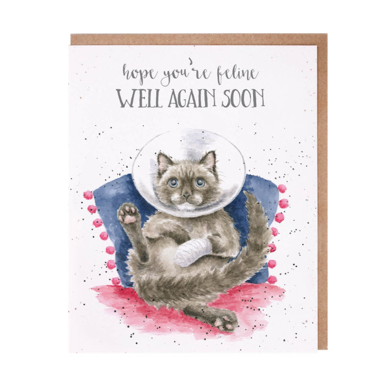 Wrendale Designs by Hannah Dale 'Feline Well Again Soon' Card - Cat