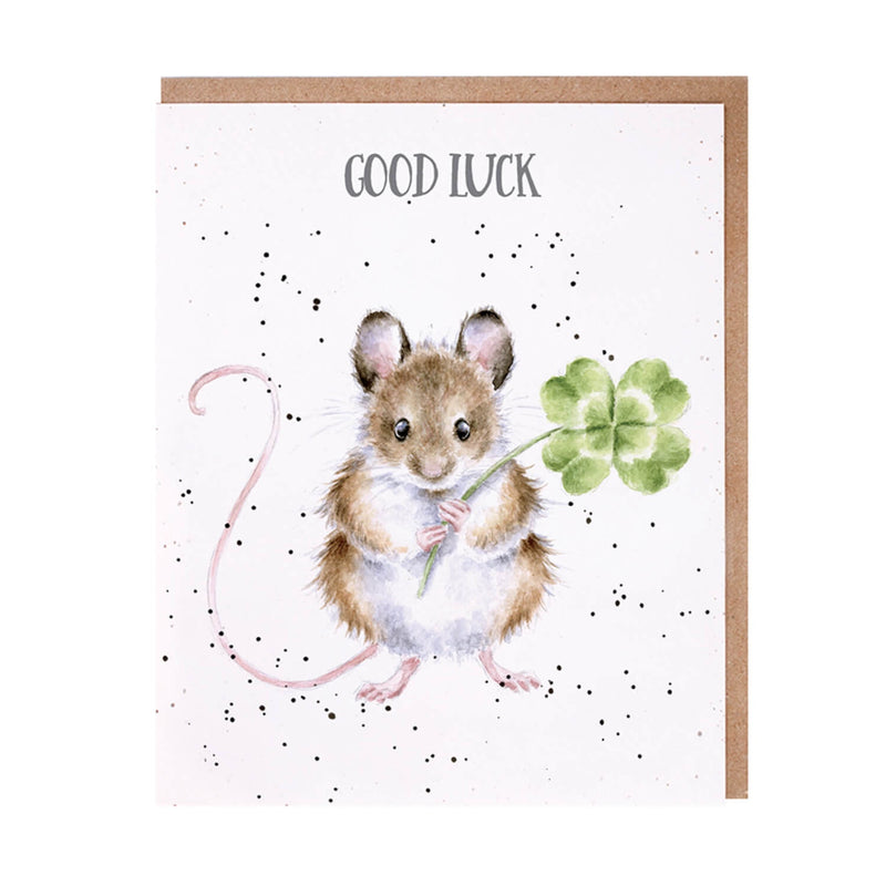 Wrendale Designs by Hannah Dale 'Little Clover' Good Luck Card - Mouse