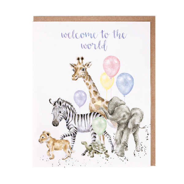 Wrendale Designs by Hannah Dale 'Welcome To The World' New Baby Card - Wild Animals